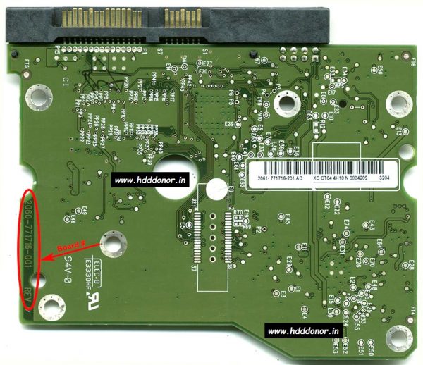 WD20EARS-00S0XB0, 2060-771716-001 REV A 3.5” Western Digital SATA Hard Drive Donor PCB