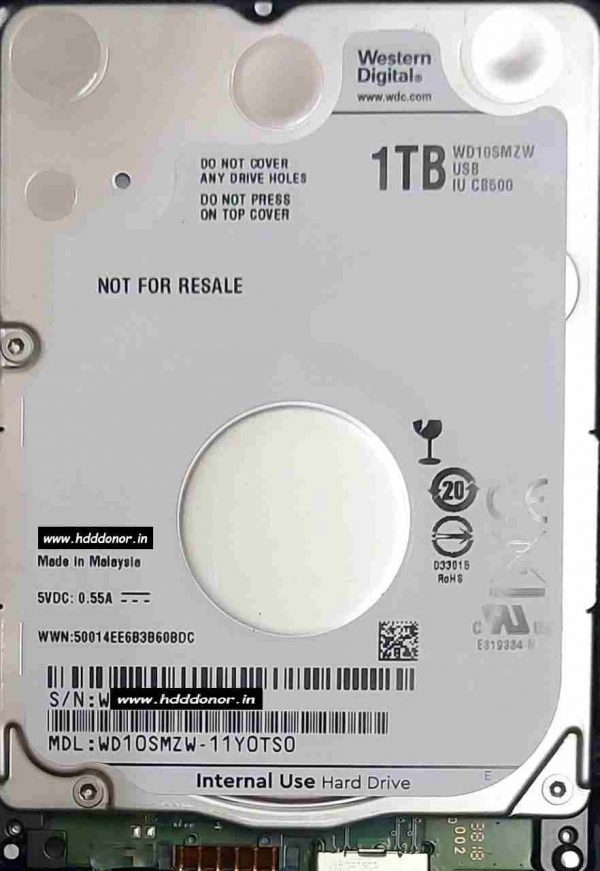 WD10SMZW-11Y0TS0, 2060-800069-001 REV P1, Western Digital 1 TB USB 2.5″ Donor Hard Disk Drive