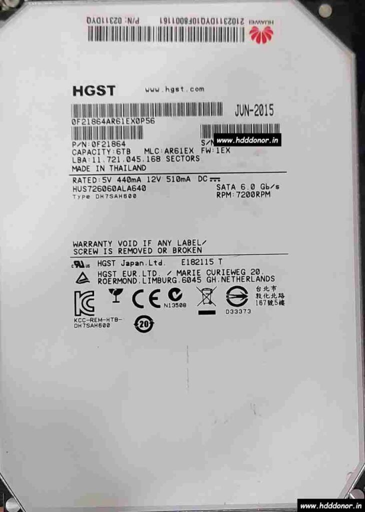 HUS726060ALA640 0F21864 FW 1EX AR61EX 420 0A90398 01 Hitachi HGST