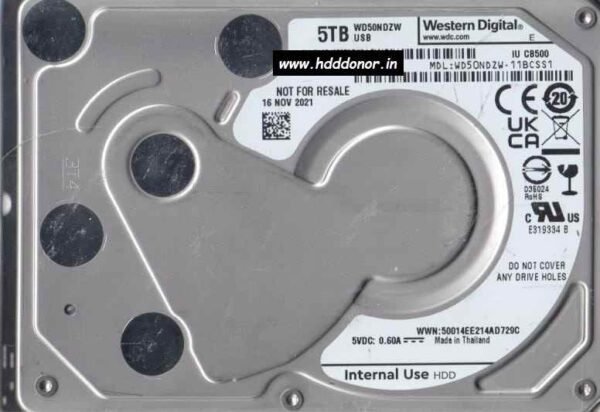 WD50NDZW-11BCSS1, 2060-810035-000 REV P0, Western Digital 5 TB USB 2.5″ Donor Hard Disk Drive