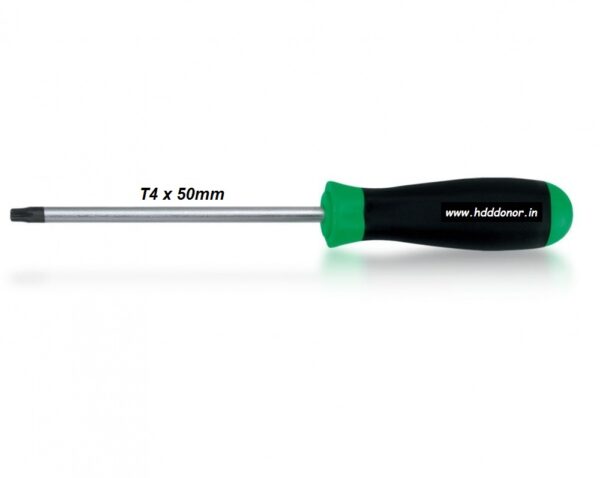 Comfortable Ergonomic Handle Grip | Non-Slip Grip T4 x 50mm Torx / Hex ScrewDriver | Custom Designed For Data Recovery Professionals