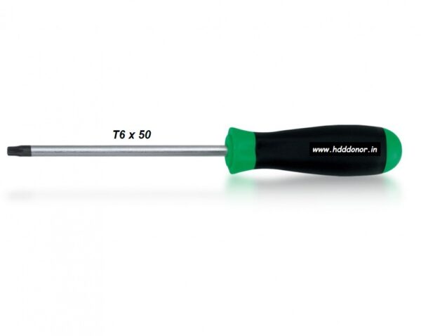 Comfortable Ergonomic Handle Grip | Non-Slip Grip T6 x 50mm Torx / Hex ScrewDriver | Custom Designed For Data Recovery Professionals