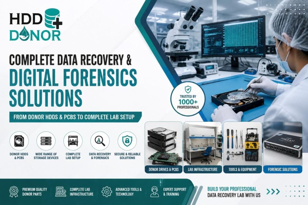 complete-data-recovery-digital-forensics-solutions-donor-hdds-pcbs-data-recovery-tools-cleanroom-lab-setup-www.hdddonor.in